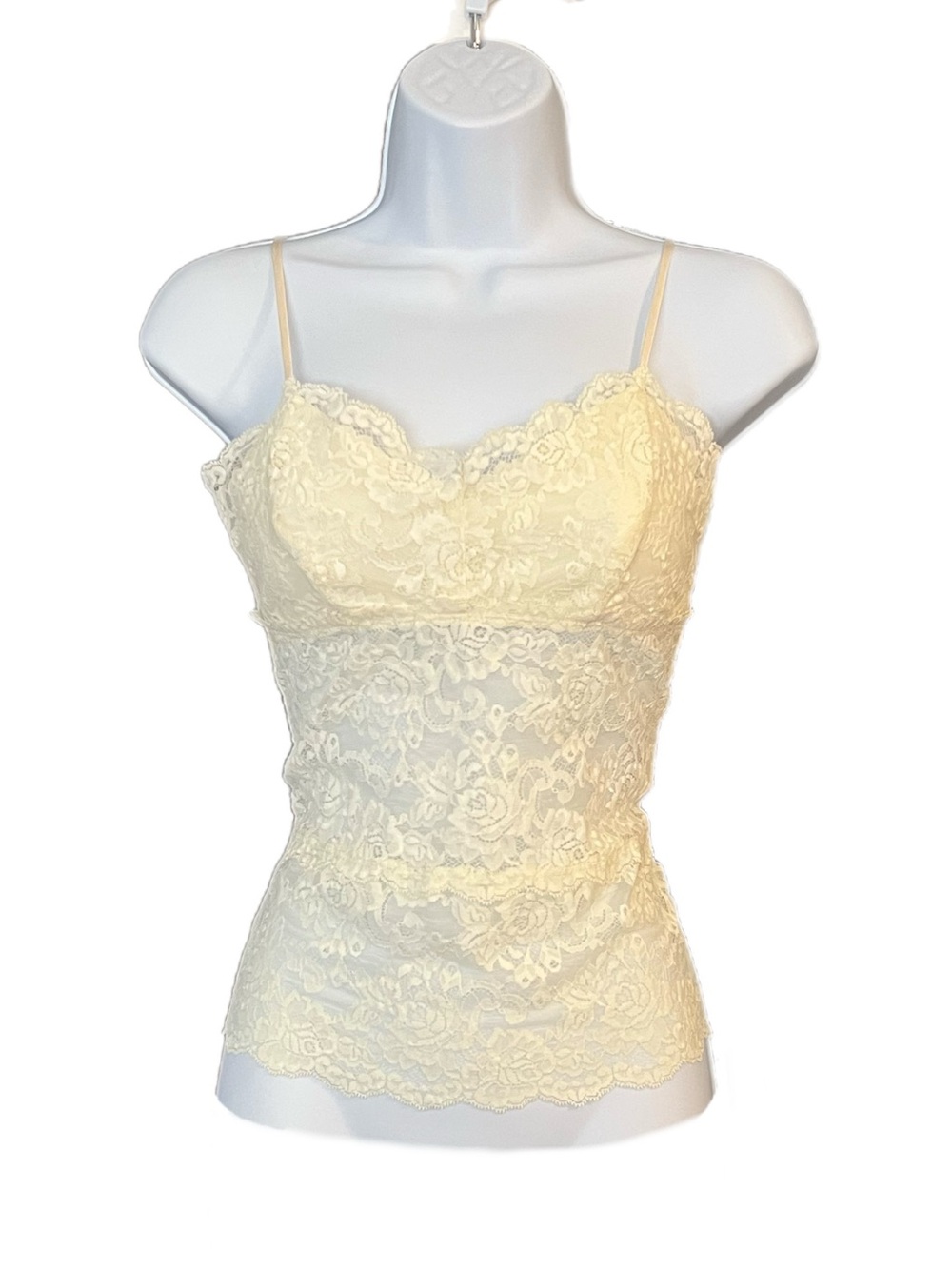 Vintage Betsey Johnson Cream Sheer Lace Camisole Tank Top Blouse